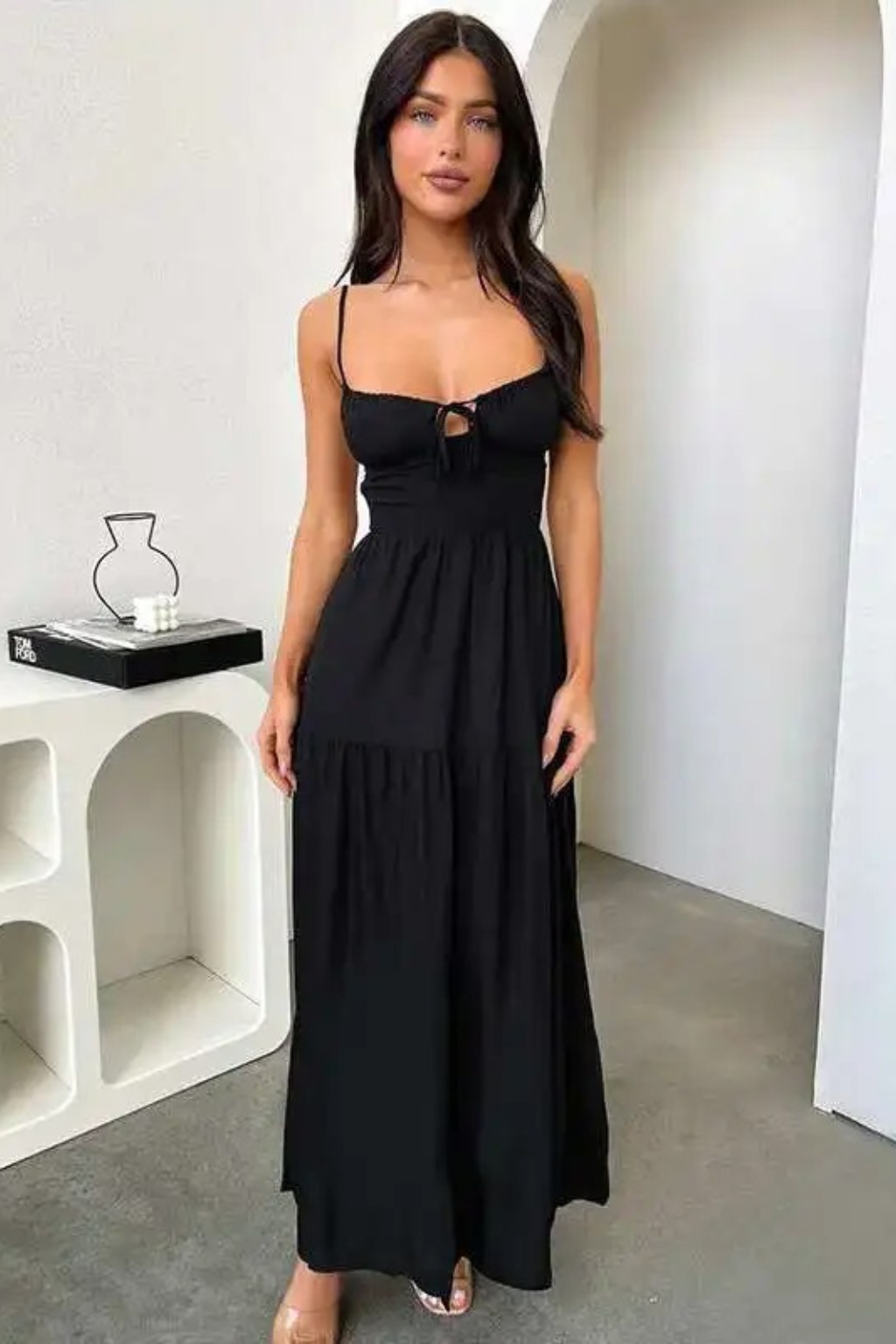 Serene Criss-Cross Back Maxi Dress Black – Pretty Little Minx