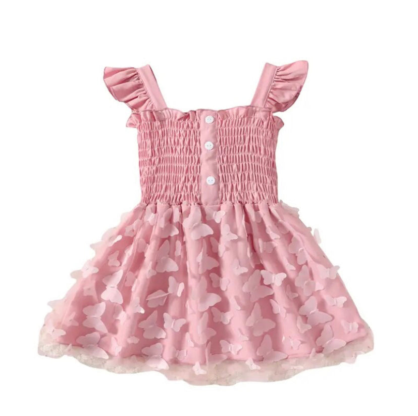 Butterfly Button Dress Pink