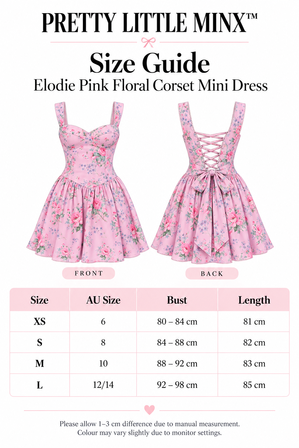 Elodie Pink Floral Corset Mini Dress