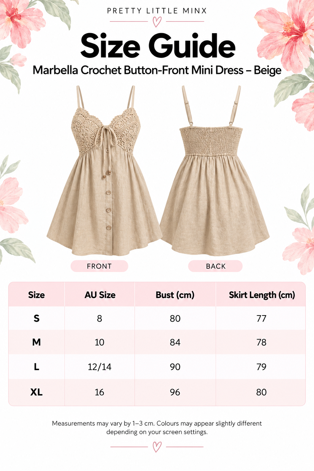 Marbella Crochet Button-Front Mini Dress – Beige