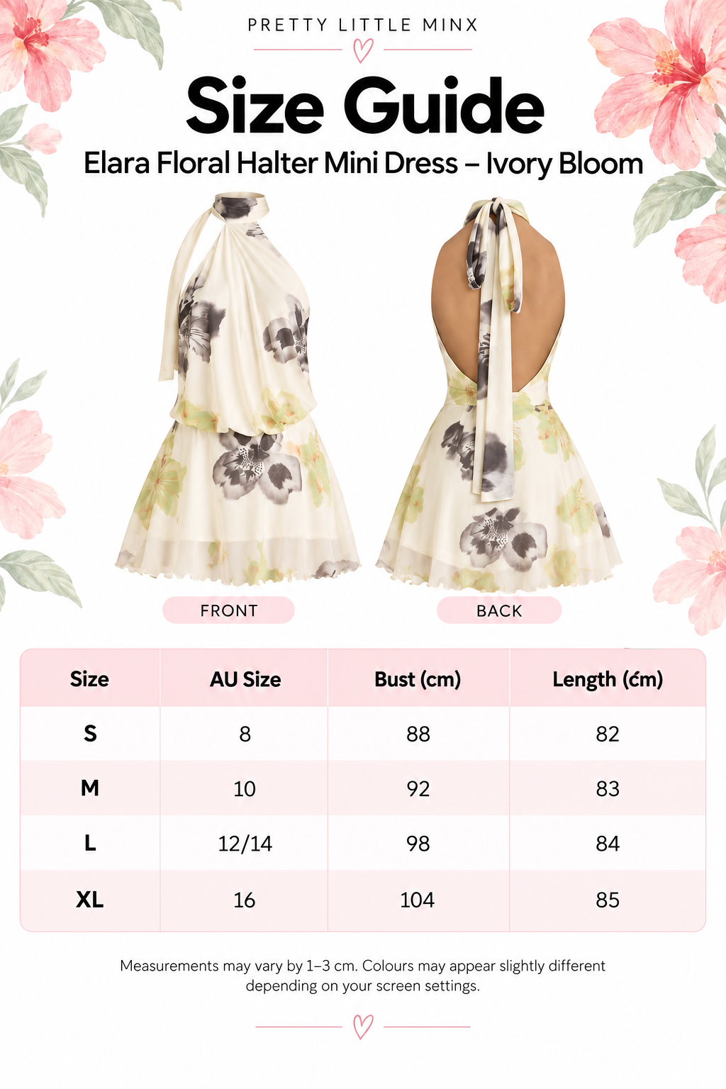Elara Floral Halter Mini Dress – Sunset Orange