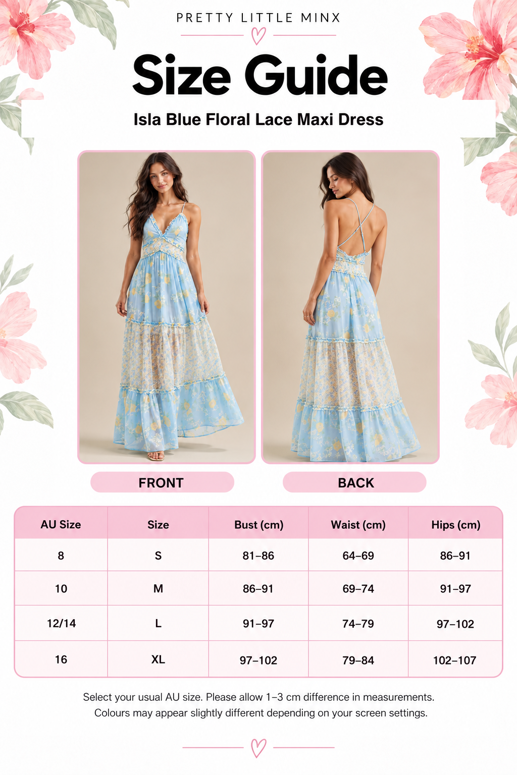 Isla Blue Floral Lace Maxi Dress