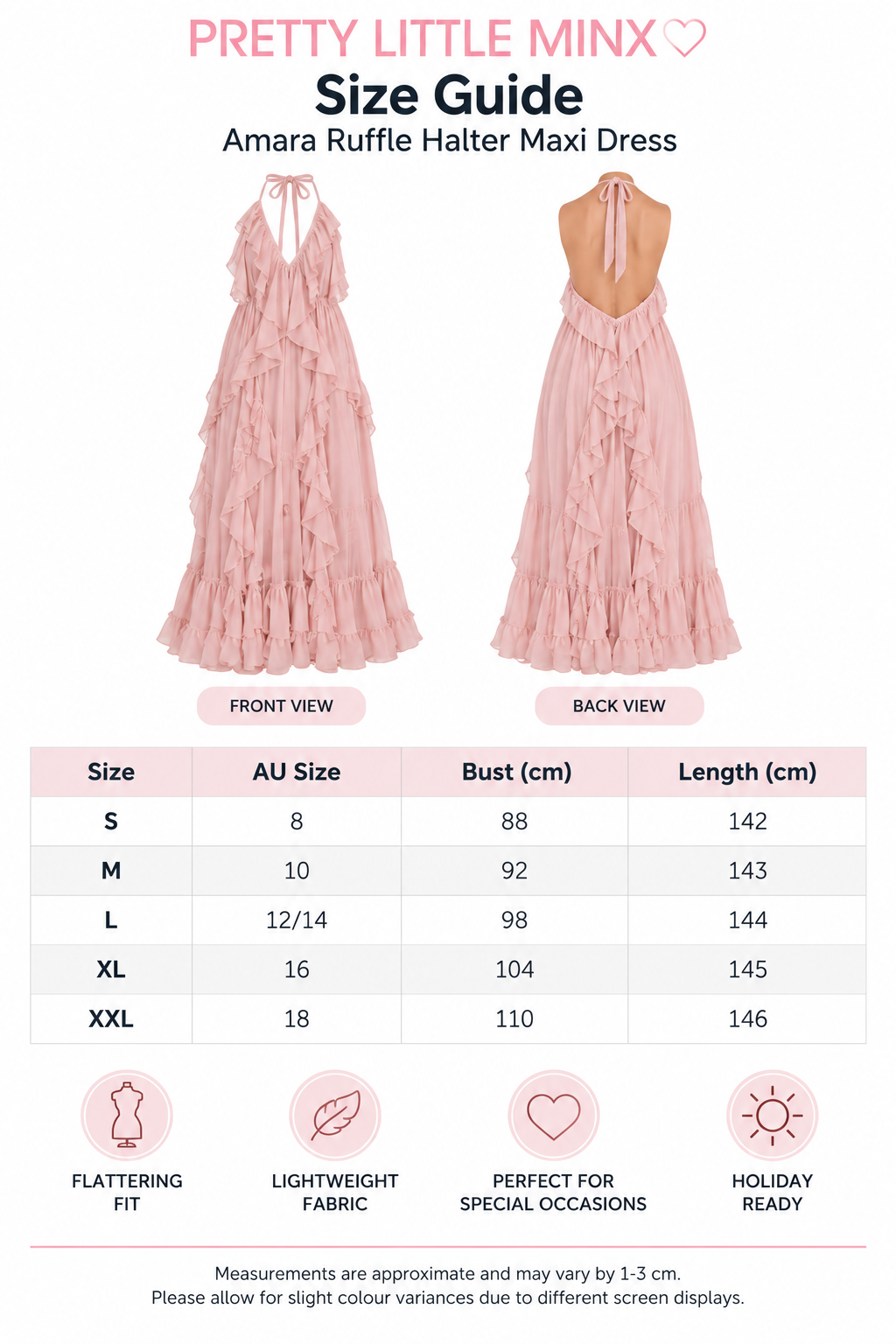 Amara Ruffle Halter Maxi Dress Blush