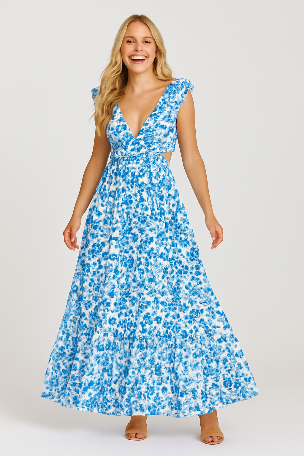 Floral Maxi Backless Dress Pink