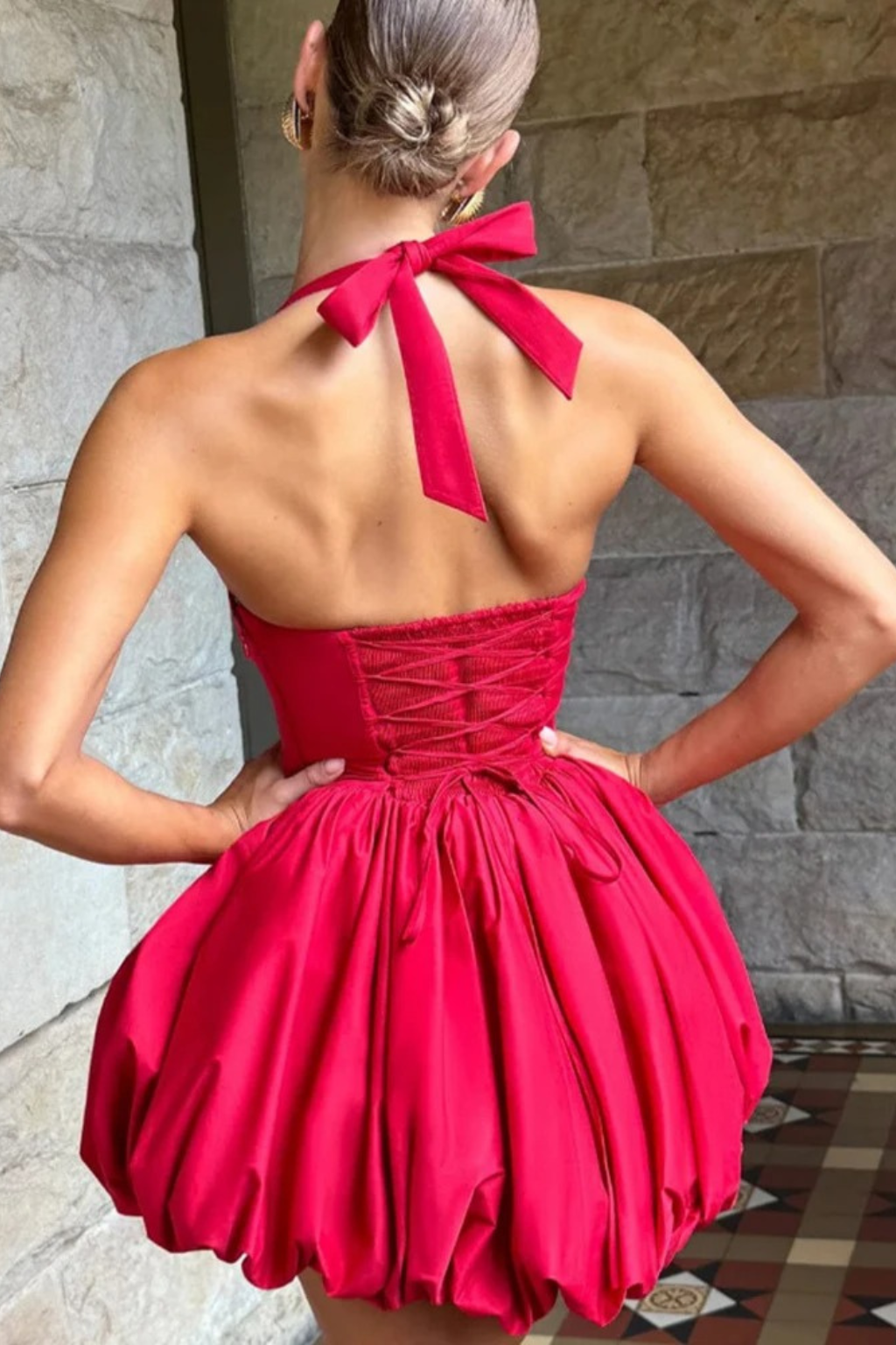 Black Bubble Hem Mini Dress