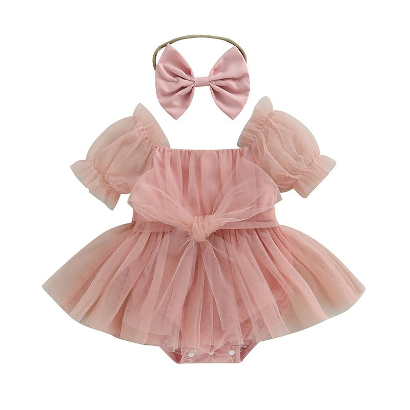 Tulle Christmas Romper Pink