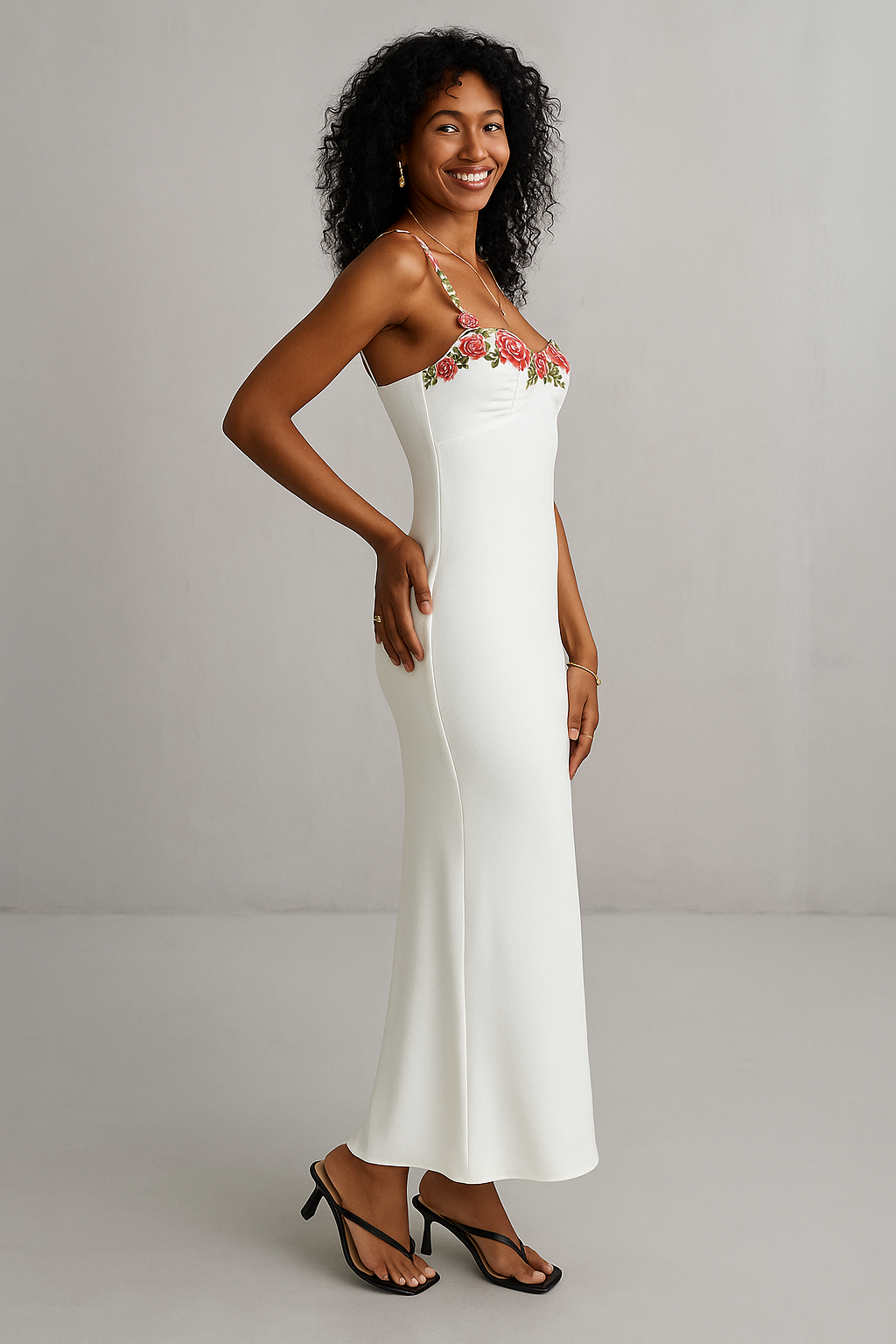 Floral Strap Maxi Dress Green