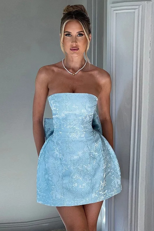 Blue Bow Mini Dress