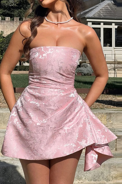 Rosé Charm Strapless Mini Dress