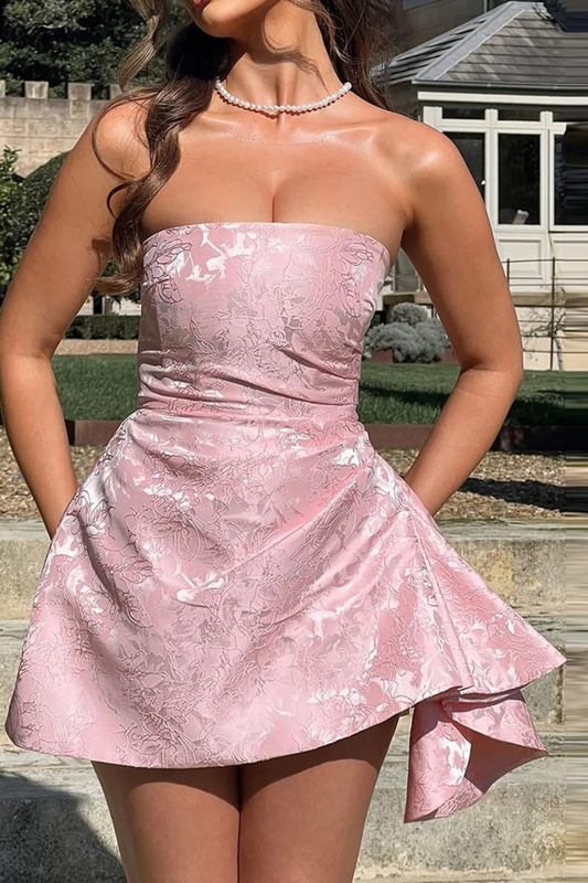 Rosé Charm Strapless Mini Dress