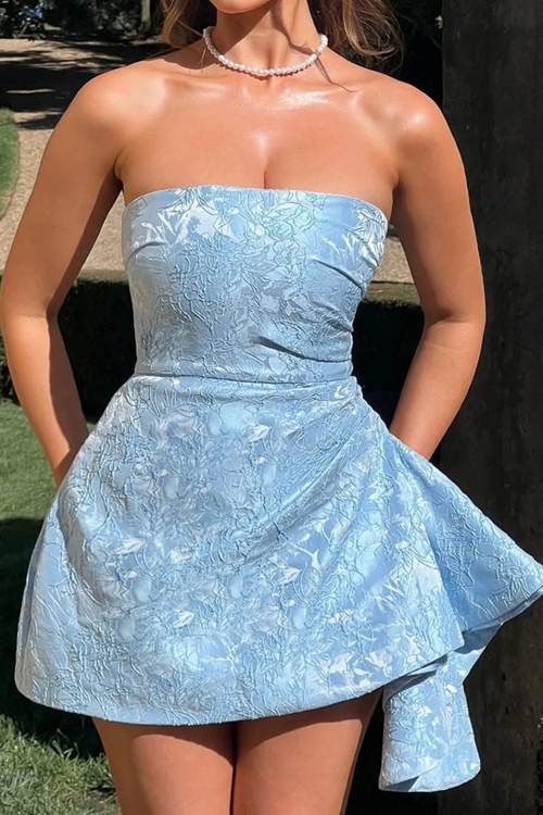 Blue Charm Strapless Mini Dress
