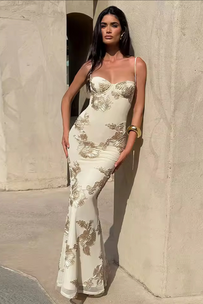 Golden Reverie Backless Gown