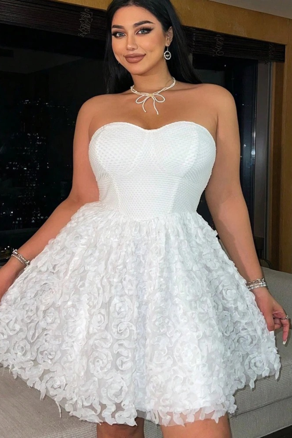 Ivory Romance Textured Mini Dress