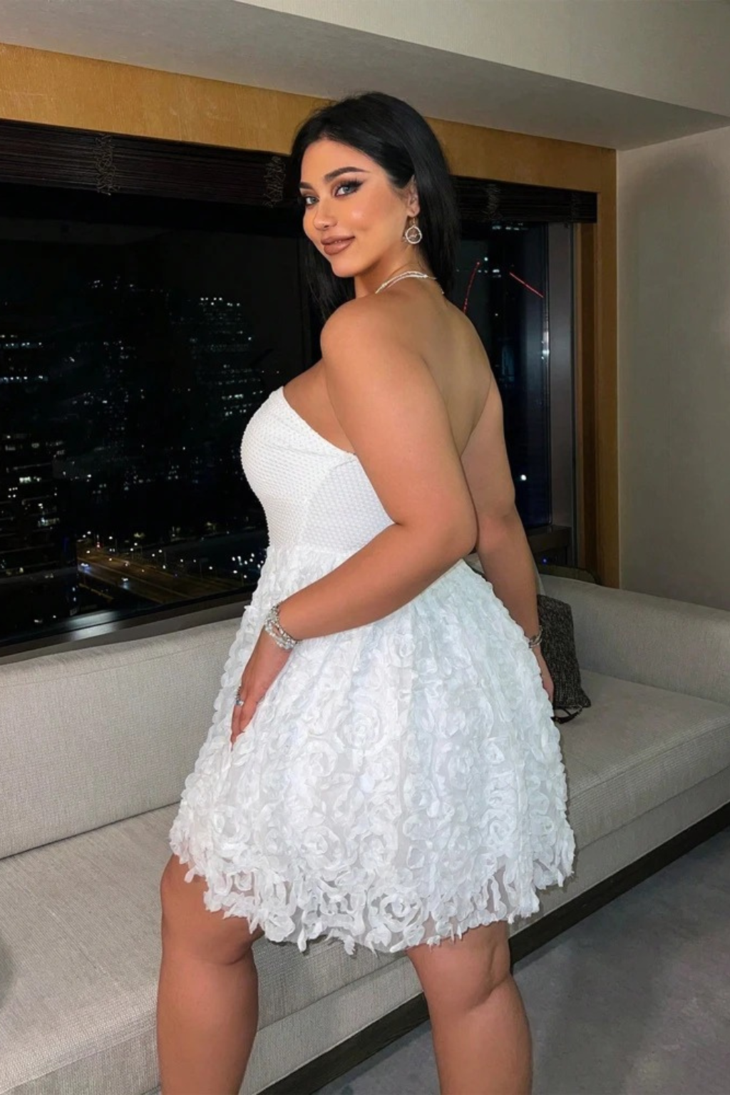 Ivory Romance Textured Mini Dress