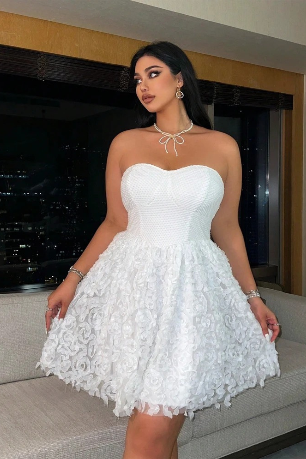 Ivory Romance Textured Mini Dress