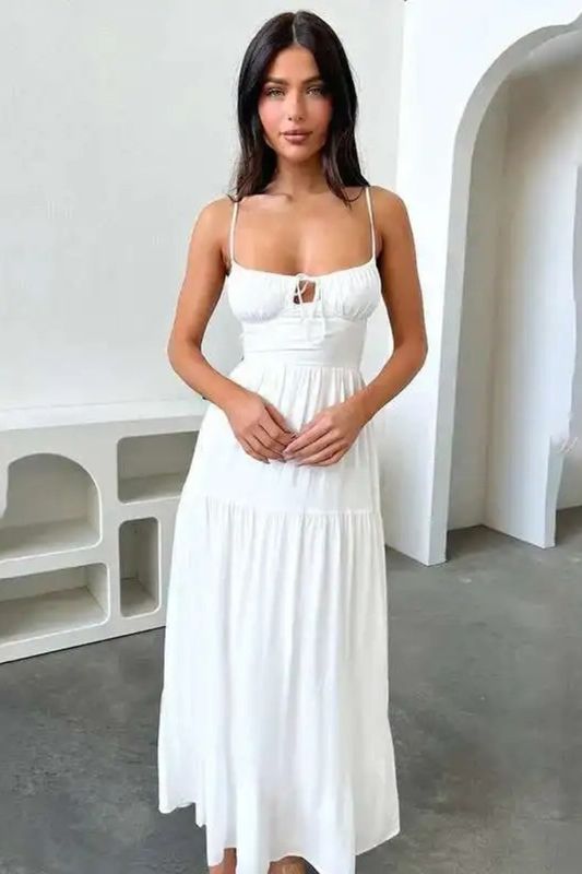 Serene Criss-Cross Back Maxi Dress White