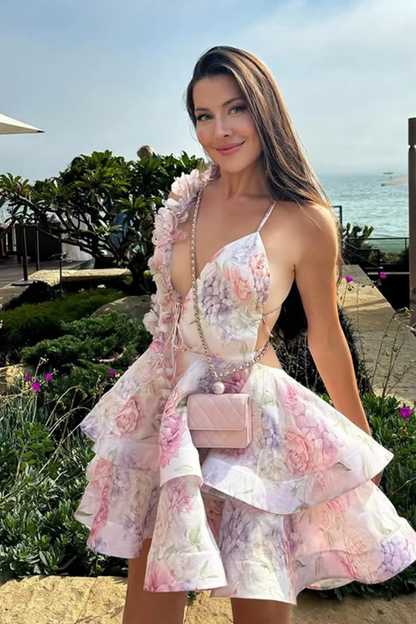 Floral Serenade Mini Dress Pink