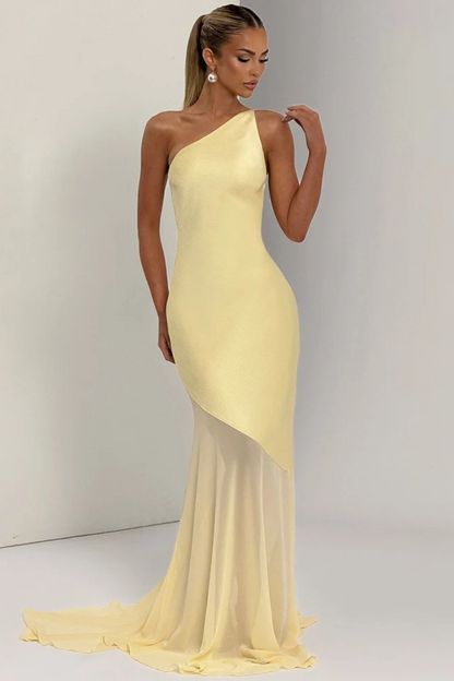 Soleil One-Shoulder Maxi Dress Yellow