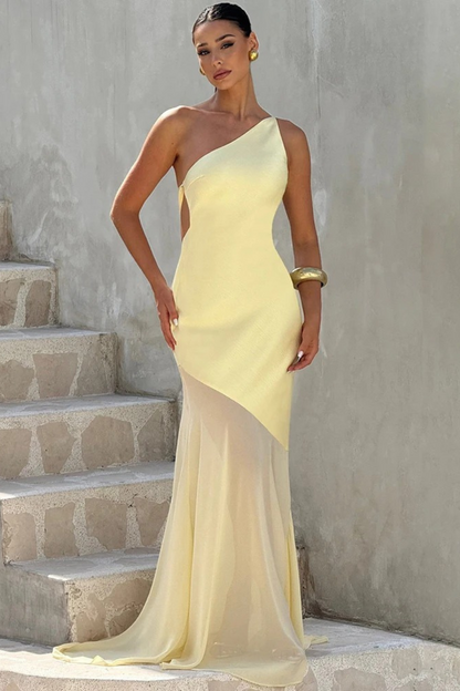 Soleil One-Shoulder Maxi Dress Yellow