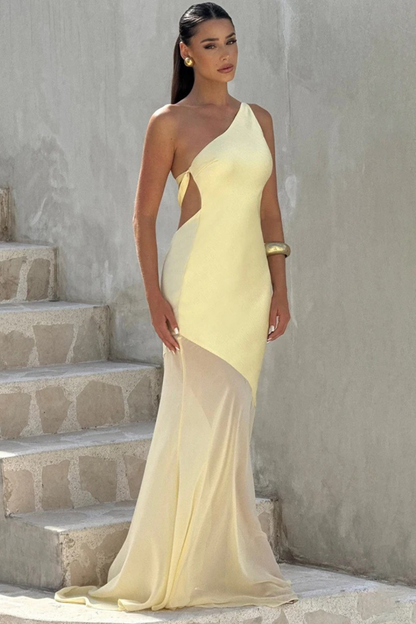 Soleil One-Shoulder Maxi Dress Yellow