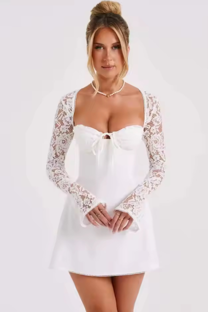 Amara Lace Sleeve Mini Dress Black