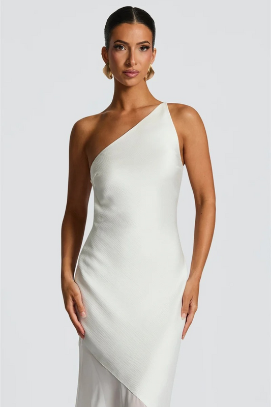 Soleil One-Shoulder Maxi Dress White