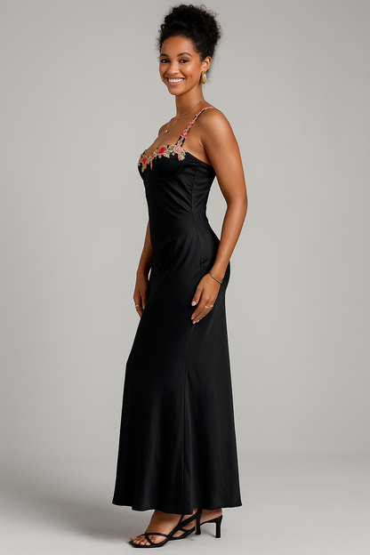 Floral Strap Maxi Dress Green