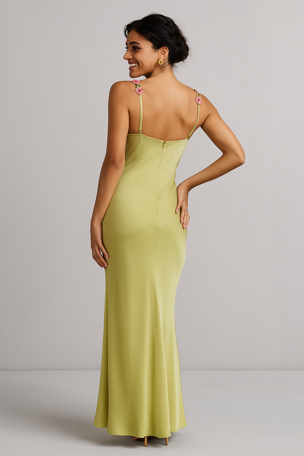 Floral Strap Maxi Dress Green