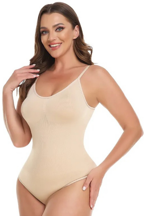 Sculpt, Lift & Smooth Thong Bodysuit Beige