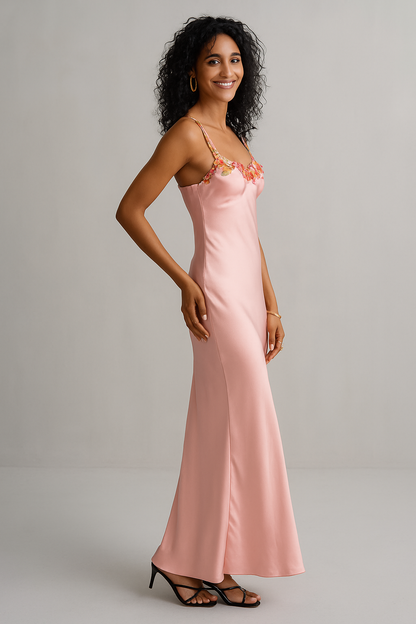 Floral Strap Maxi Dress Green