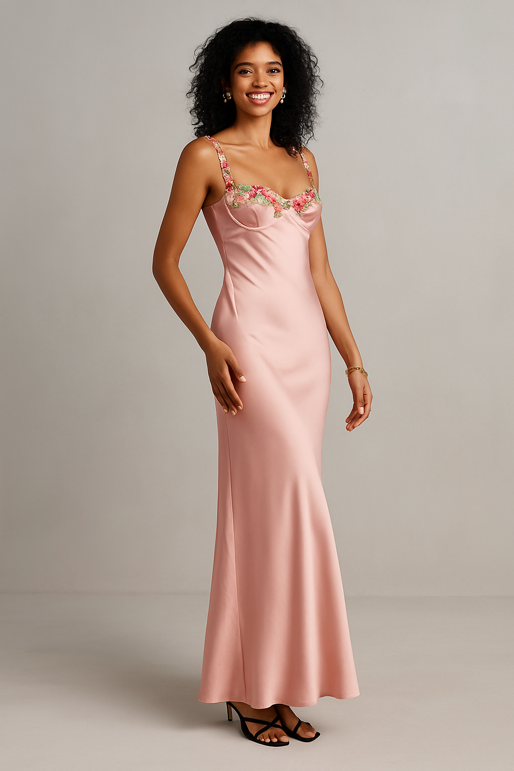 Floral Strap Maxi Dress Green