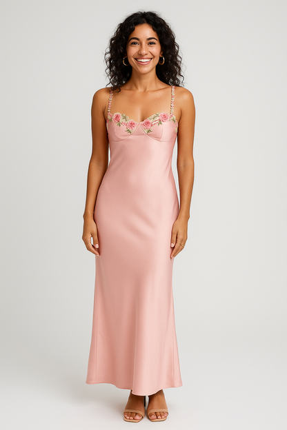 Floral Strap Maxi Dress Green