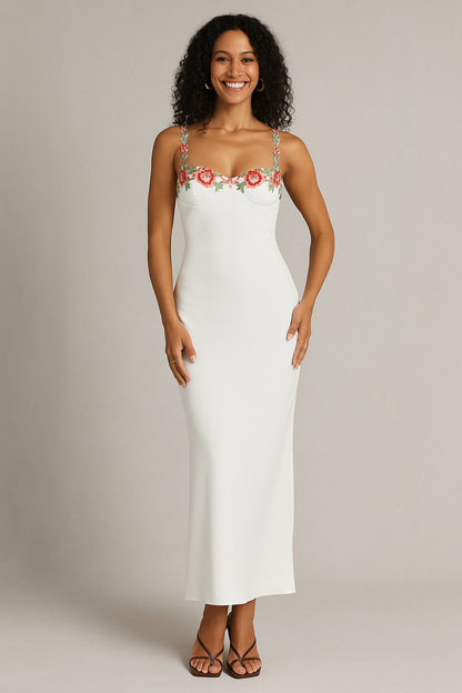 Floral Strap Maxi Dress Green