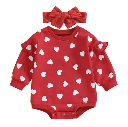 Hearts Romper Red