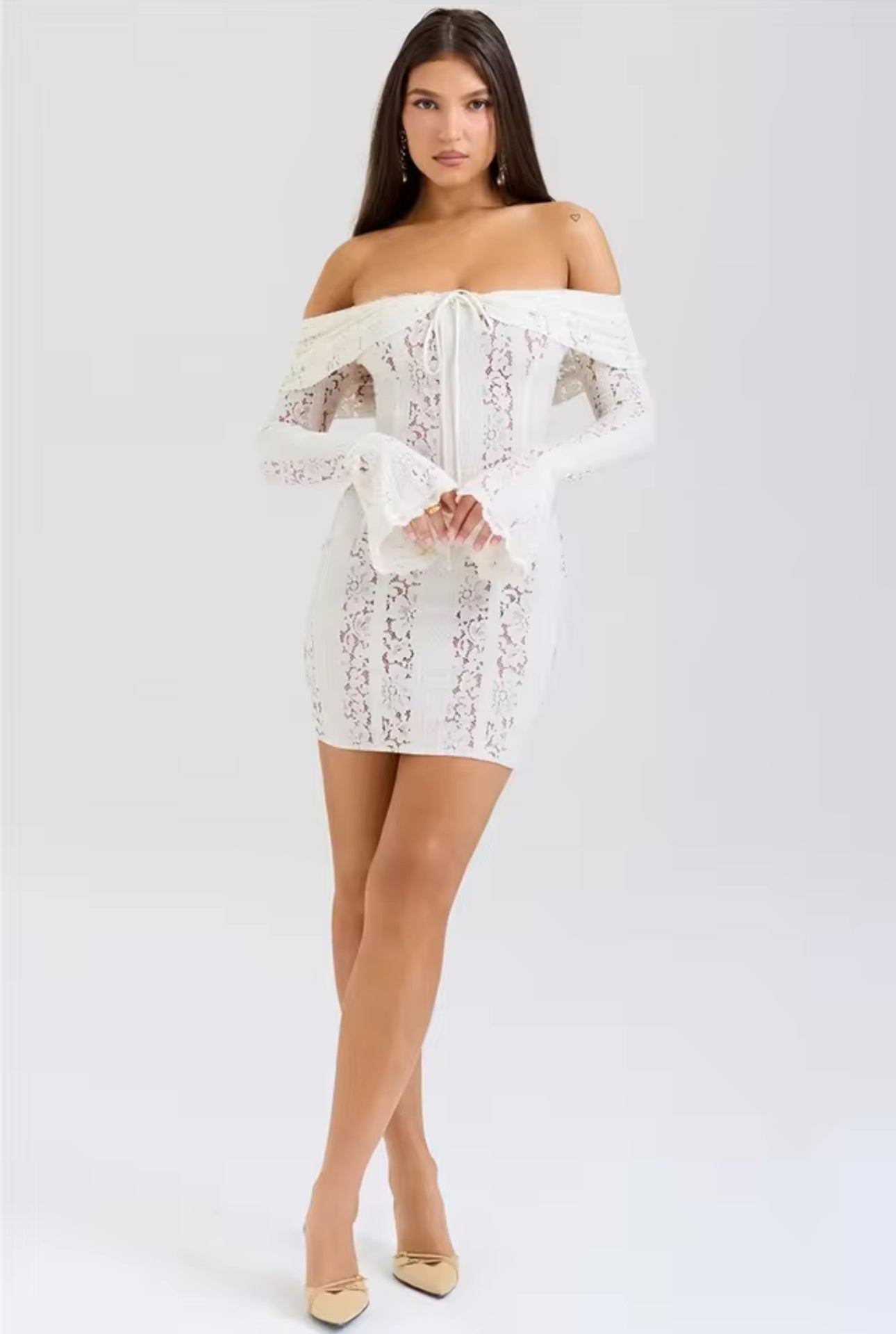 Ethereal Lace Off-Shoulder Mini Dress