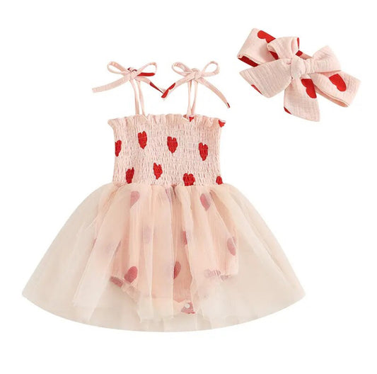 Heart Tutu Romper Pink