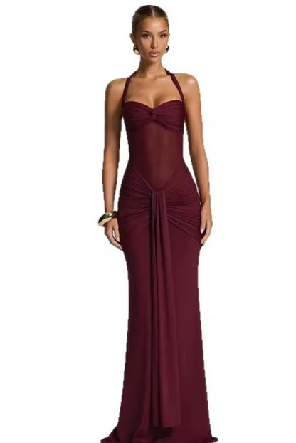 Wine Affair Burgundy Cocktail Maxi Dress
