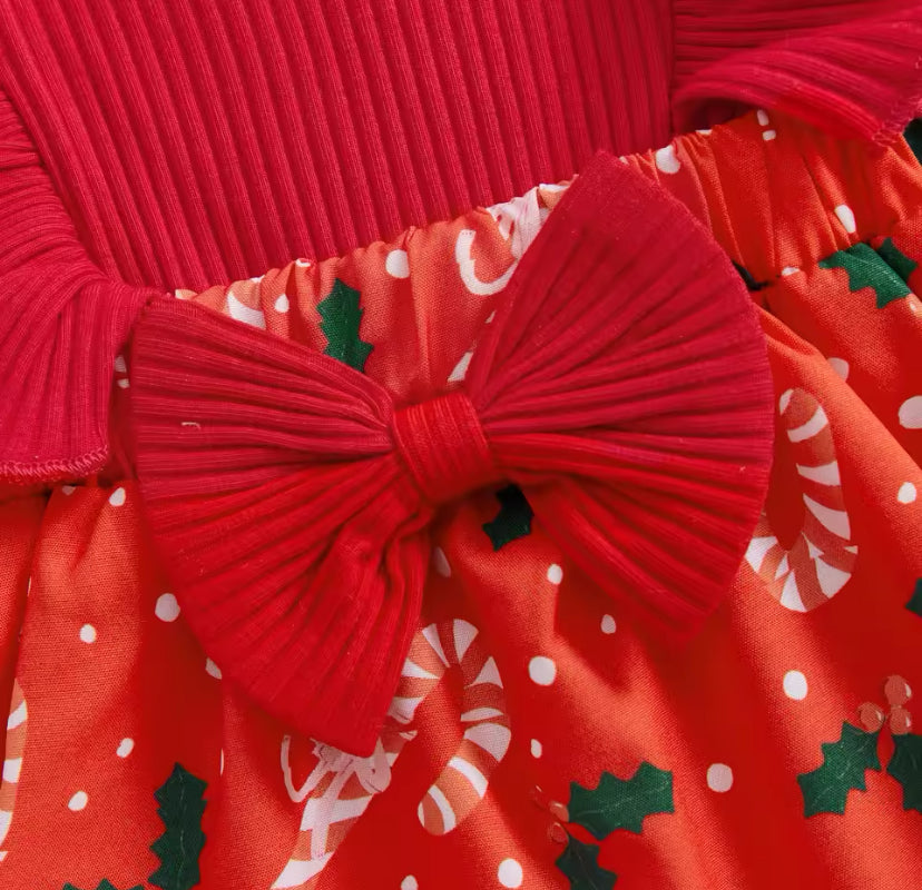Ribbed Christmas Romper Red