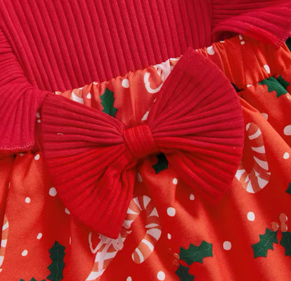 Ribbed Christmas Romper Red