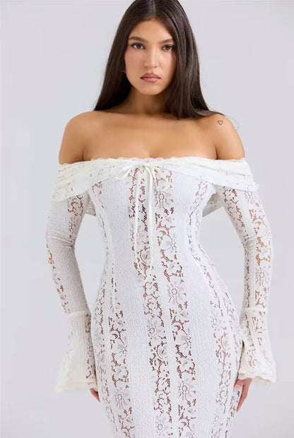 Ethereal Lace Off-Shoulder Mini Dress