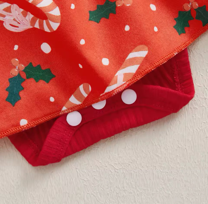 Ribbed Christmas Romper Red