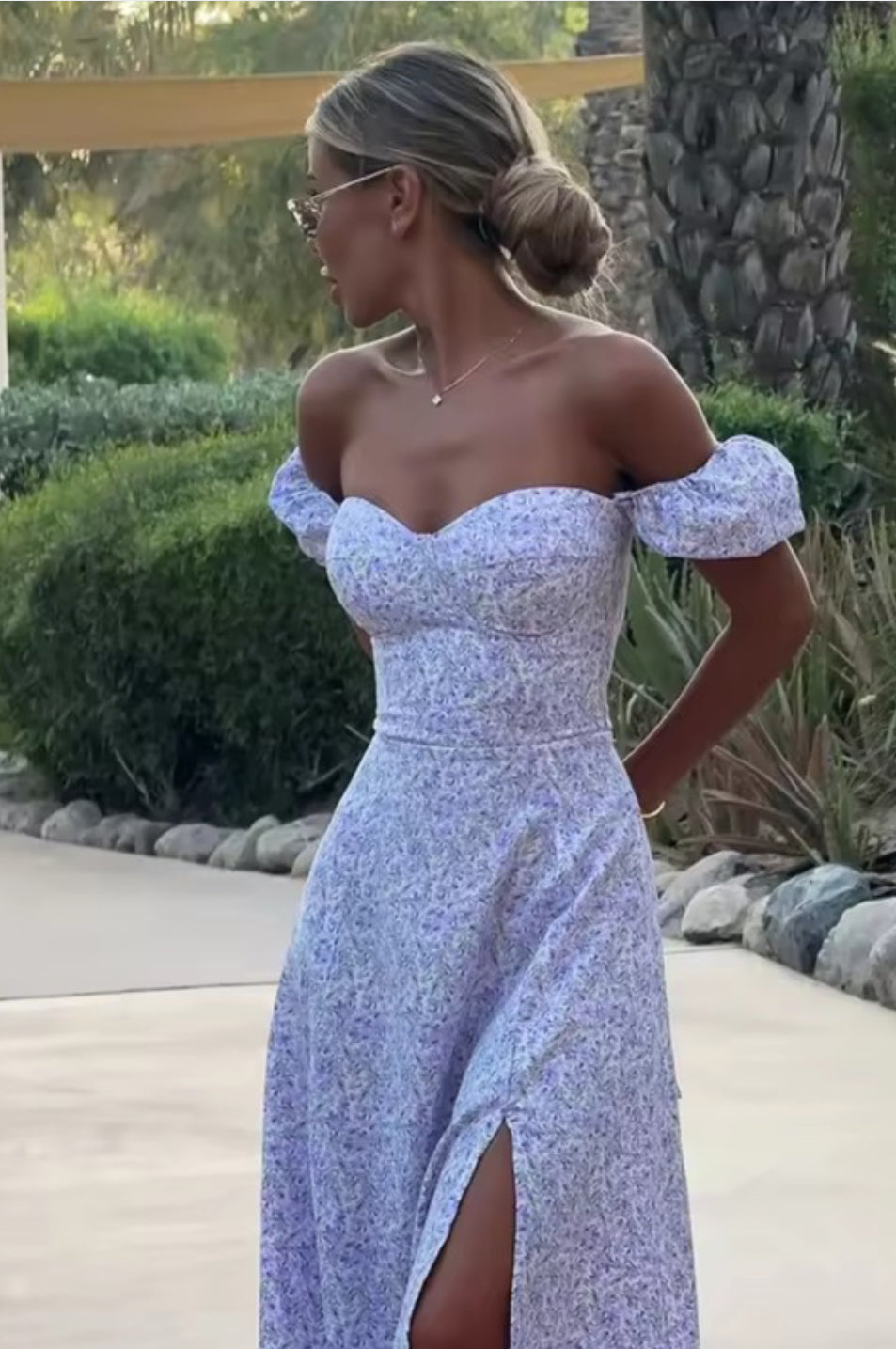 Meadow Sky Backless Maxi Dress