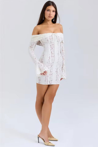 Ethereal Lace Off-Shoulder Mini Dress