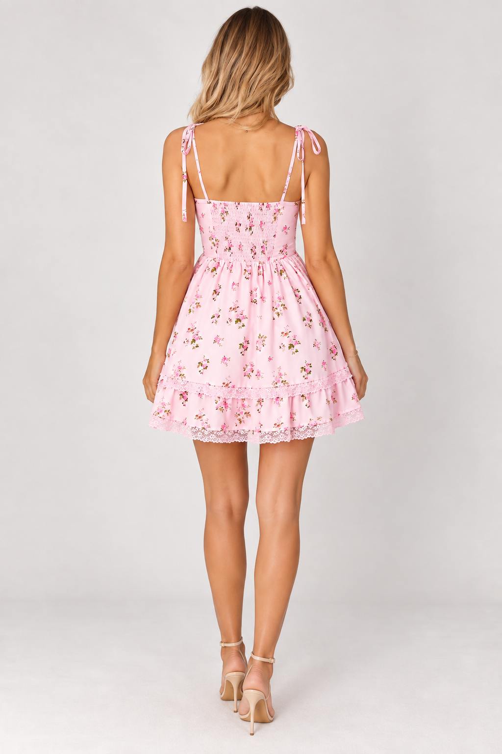 Rosalie Pink Floral Tie-Shoulder Mini Dress