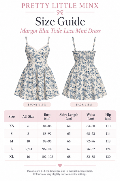 Margot Blue Toile Lace Mini Dress