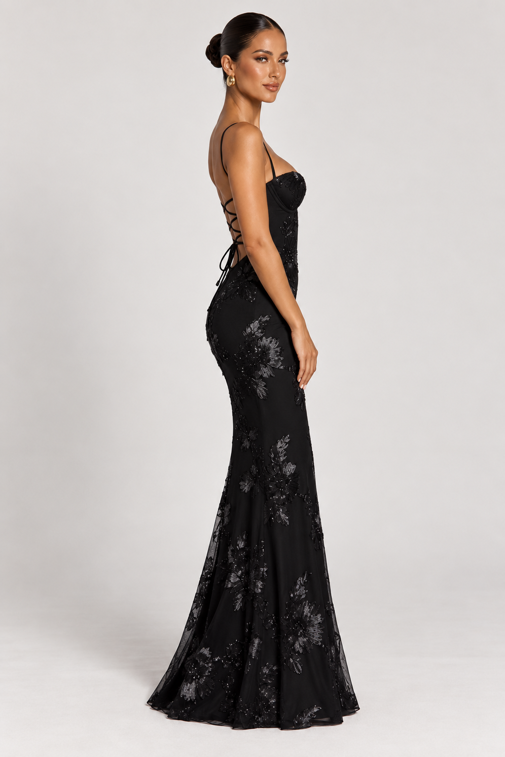 Celeste Floral Corset Maxi Dress — Blue