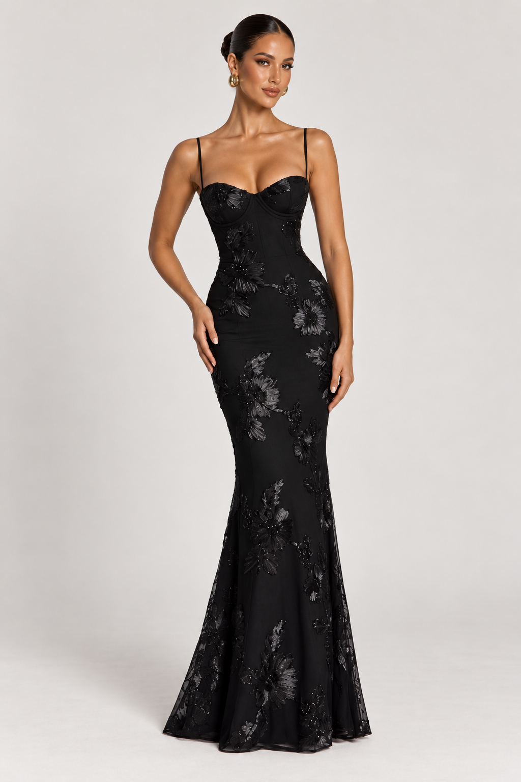 Celeste Floral Corset Maxi Dress — Blue