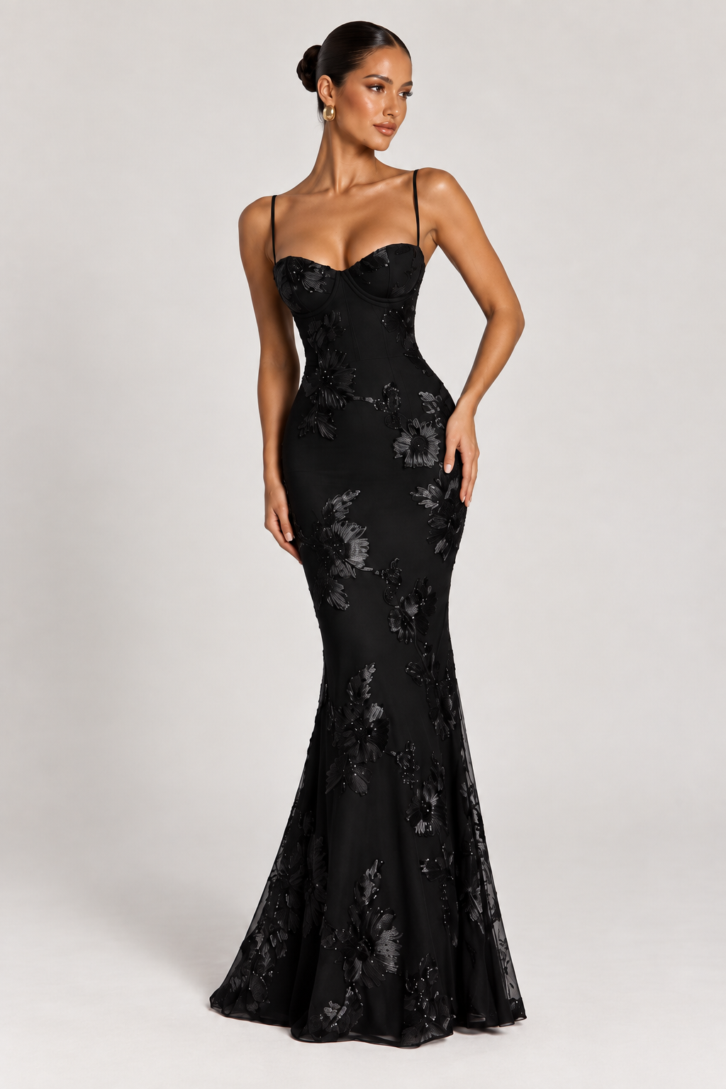 Celeste Floral Corset Maxi Dress — Blue