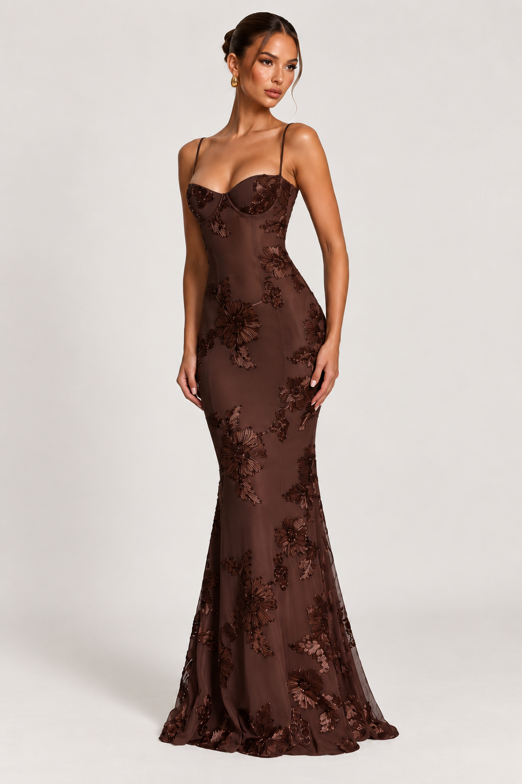 Celeste Floral Corset Maxi Dress — Blue