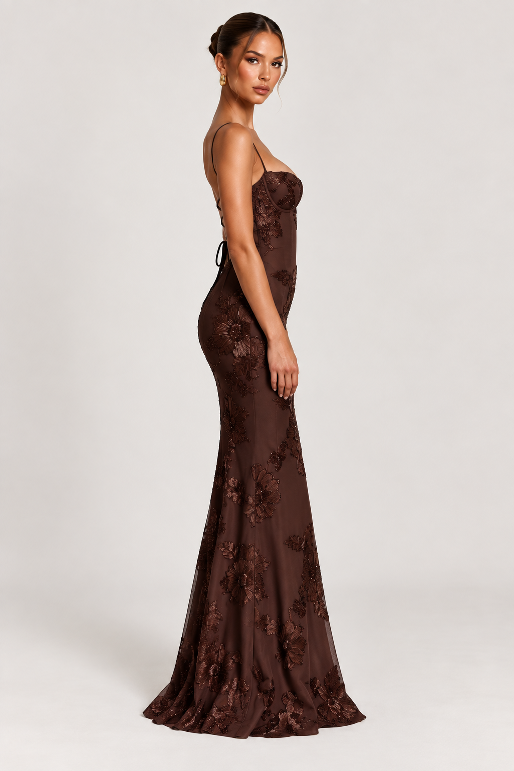 Celeste Floral Corset Maxi Dress — Blue